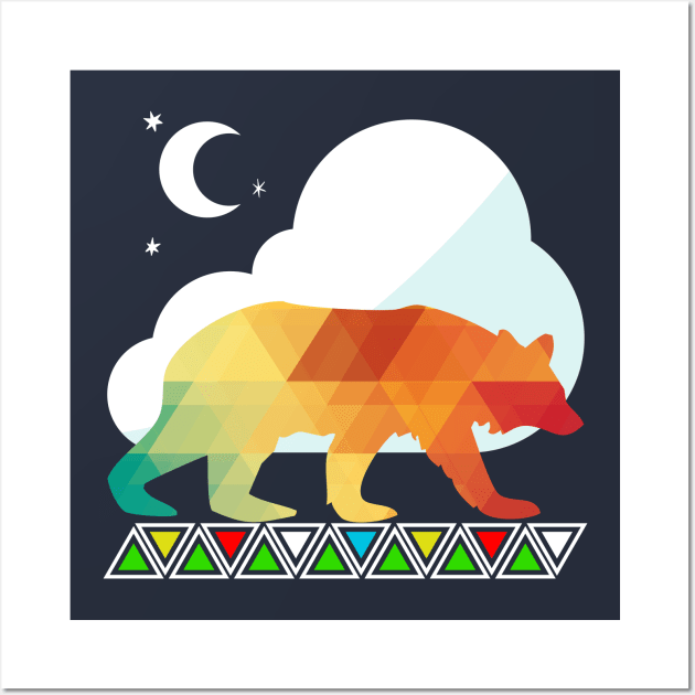 Bear walking in the night Wall Art by KerzoArt